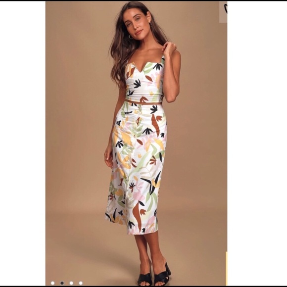 NWT Palma White Multi Tropical Print Matching SET - Picture 4 of 11